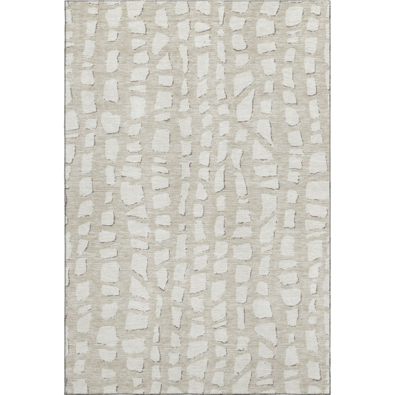Premium Machine Washable Prisco Beige Rug, Rectangle 9' x 12'