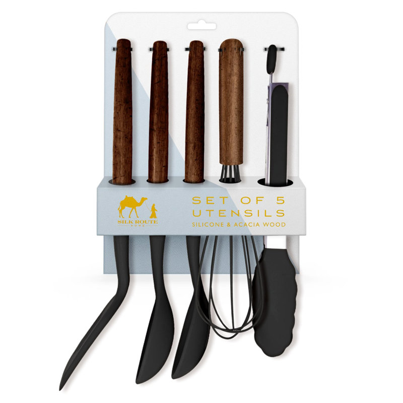 Silk Route Spice Company 5 Utensil Set, Black