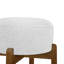 Ensemble de 4 tabourets d'intérieur revêtus de bois, finition noyer foncé et revêtement ivoire-1043558231