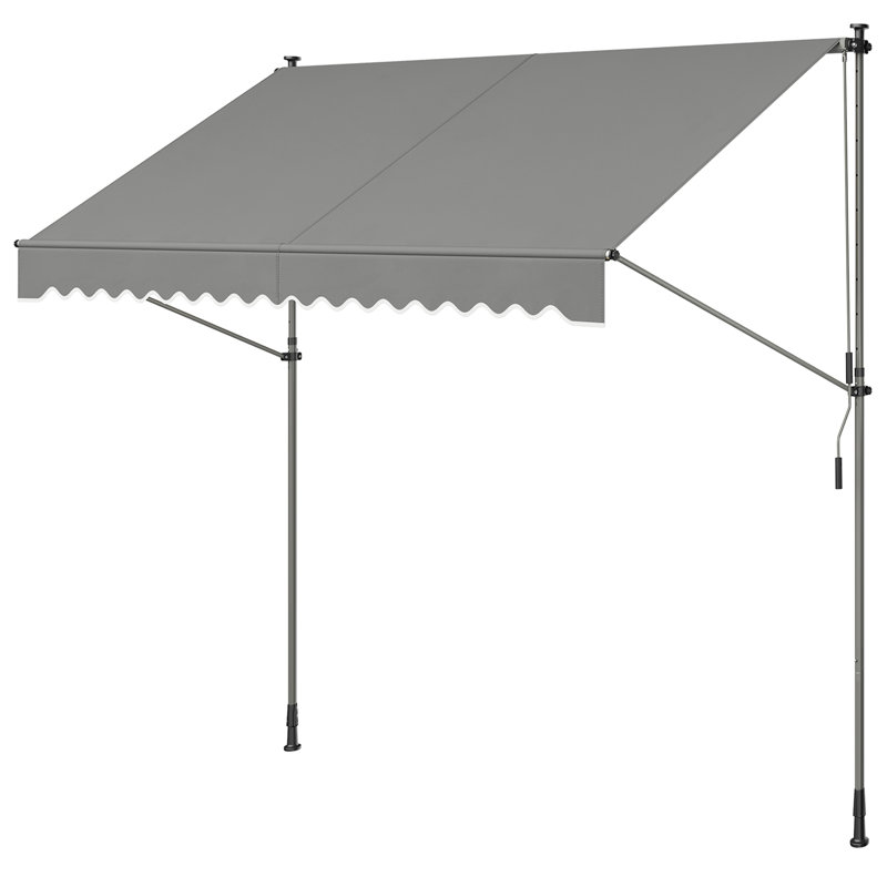 Rebrilliant 350cm W x 120cm D Polyester Cover Retractable Patio Awning, Grey