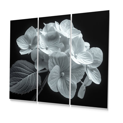 Monogramme élégant silhouette d'hortensia - ensemble d'impressions murales d'hortensia