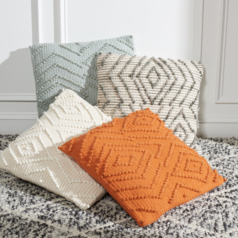 Scandinavian Orange Geometric Knit Decorative Pillow