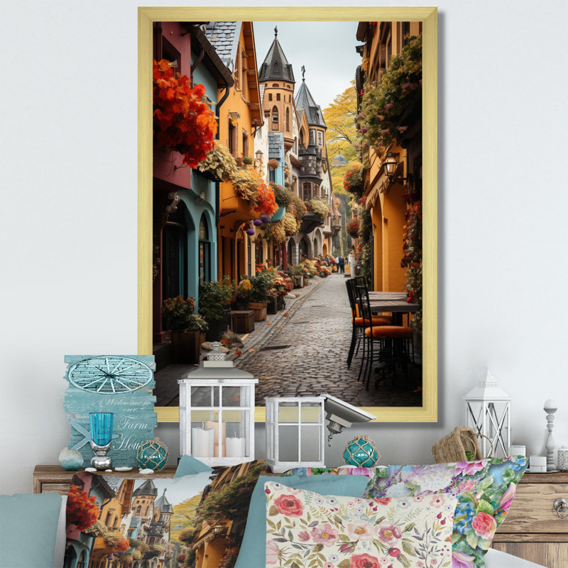 Allemagne Allemagne, vieille ville II, reproduction sur toile, Encadrement doré, H 32 po x l 16 po x P 1 po