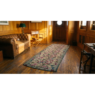 Laine florale antique Tapis crocheté en coton ivoire beige crème blanc