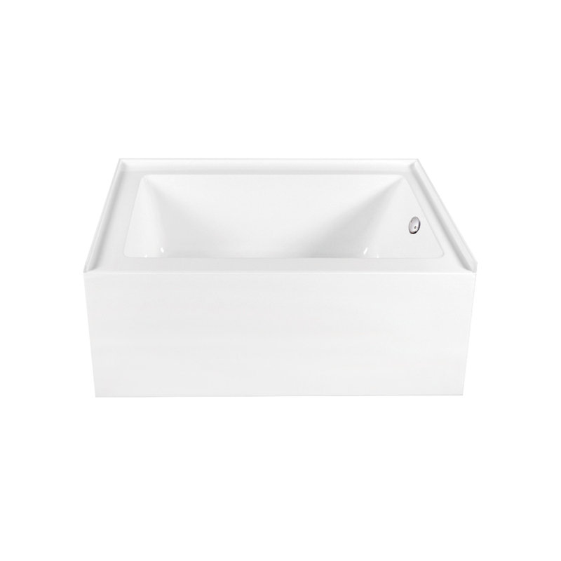 Kingston Brass Aqua Eden 60-Inch Acrylic Rectangular 3-Wall Alcove Tub, Hand Drain, Right, Brushed Nickel