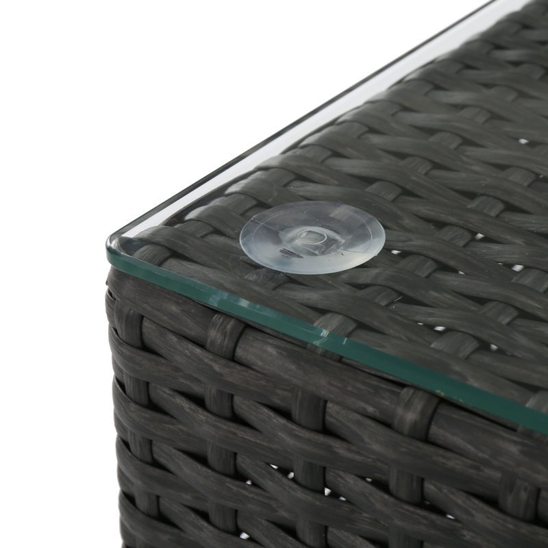 Hasanat Rectangular Glass Outdoor Coffee Table, Gray