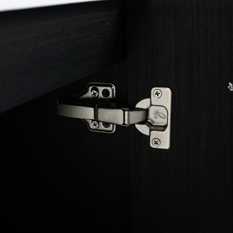 Meuble-lavabo de 60 po - Conception élégante, mécanisme de porte à fermeture en douceur, finition châtaignier noir, grand compartiment de rangement, contreplaqué, teinte, capacité suffisante, fabrication