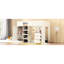 Lit mezzanine en bois beige avec bureau, garde-robe et rangement
