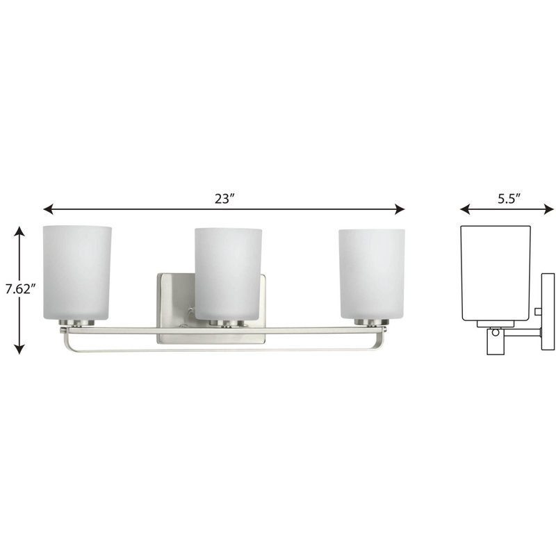 3 - Light Dimmable Vanity Light, Brushed Nickel