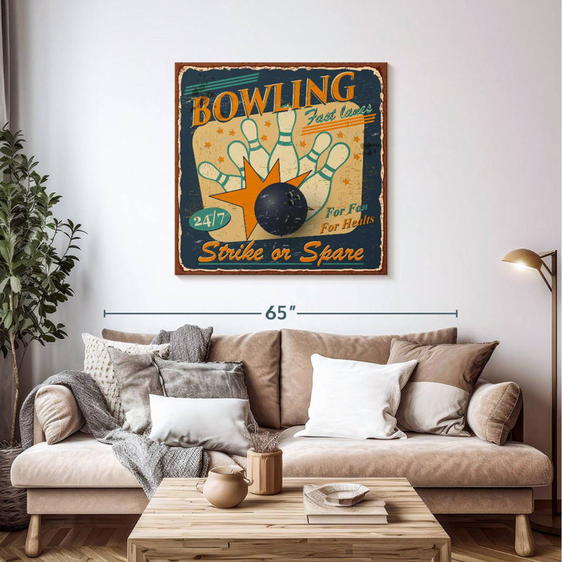 Enseigne de bowling rétro Khylige, H 39 po x l 39 po