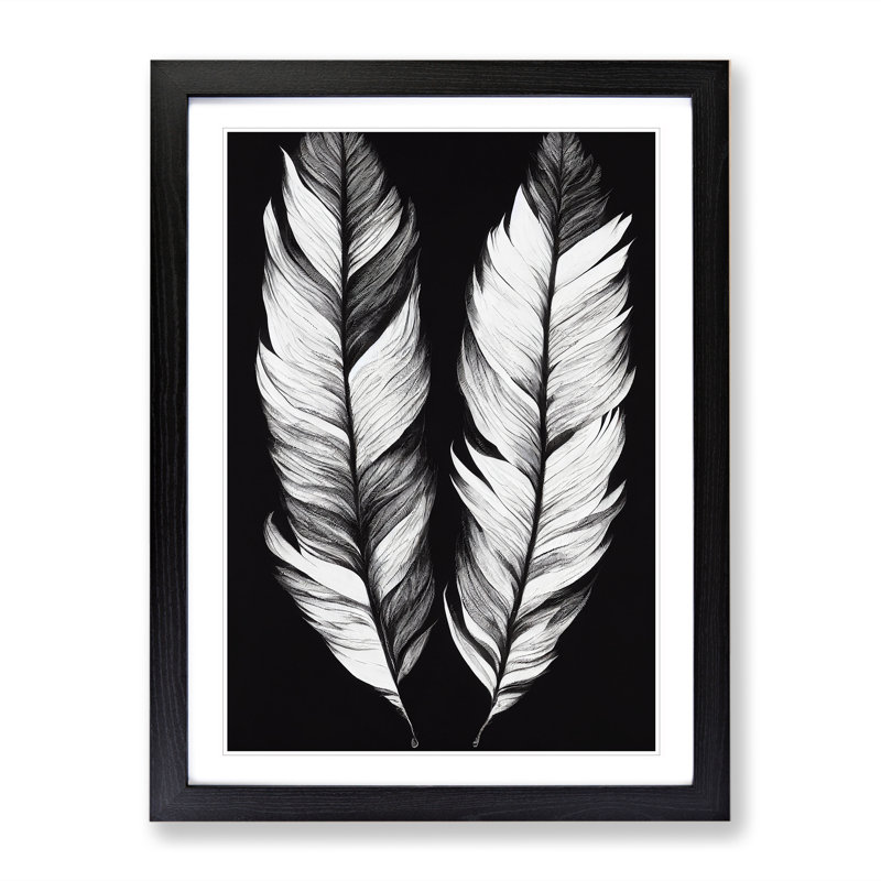 Monochrome Feathers No.1 - Framed Print, Black Framed, 34cm H x 25cm W x 2cm D