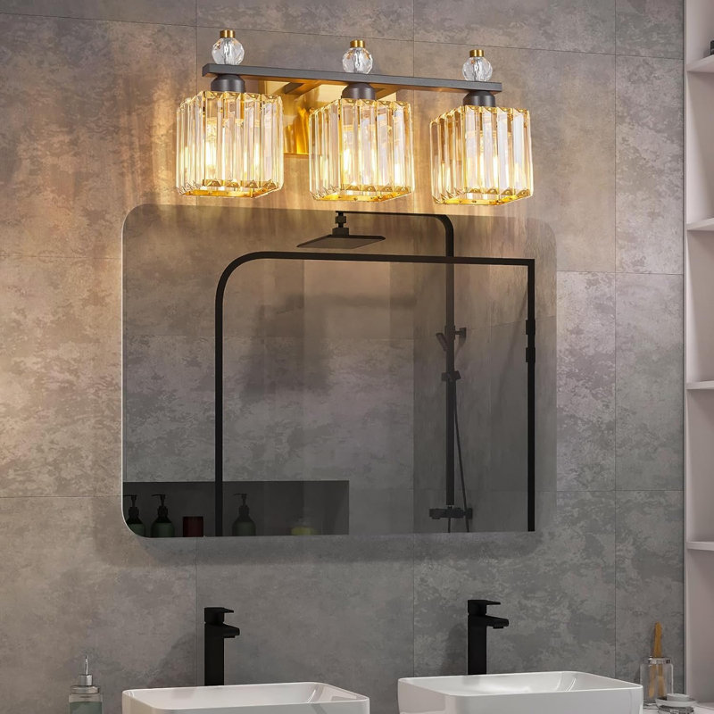 Luminaire de meuble-lavabo moderne en cristal avec abat-jour en cristal K9 et finition durable pour l'éclairage au-dessus d'un miroir