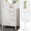 Meuble-lavabo 24 po avec lavabo en céramique, 3 tiroirs, support de porte et portes à fermeture en douceur-1271786299