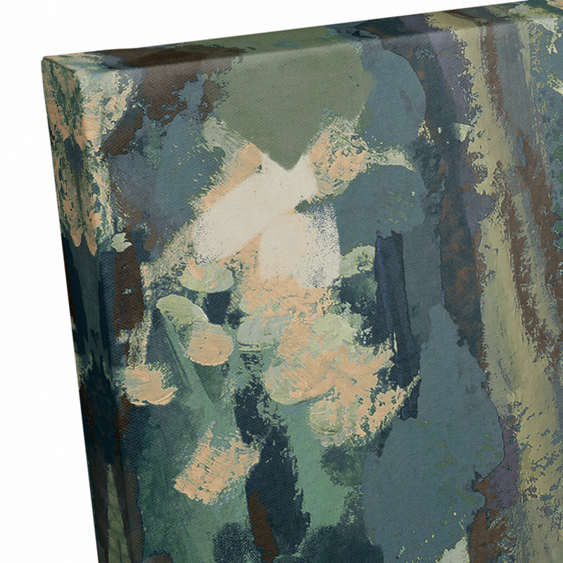 Impression sur toile abstraite bleue et verte, H 24 po x l 30 po