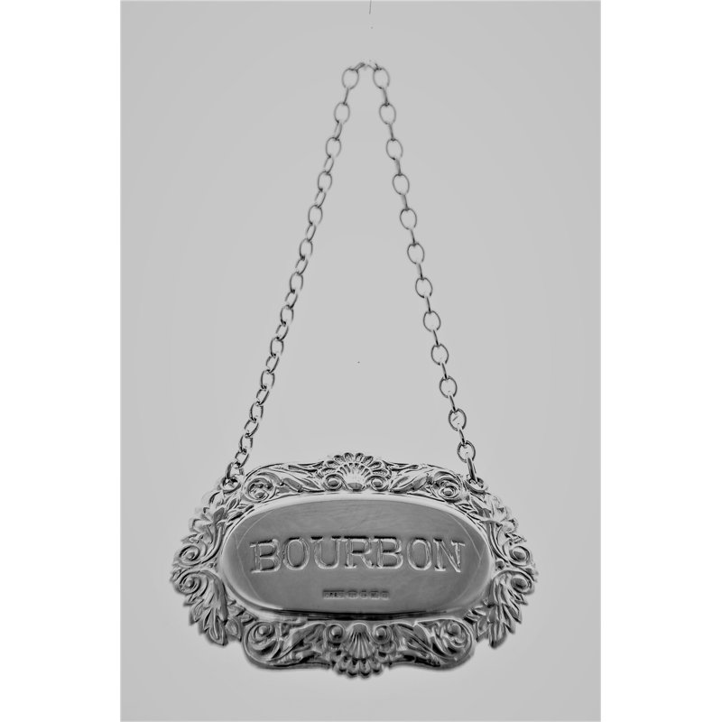 Decanter Label-Bourbon Fancy Shell and Scroll, Sterling