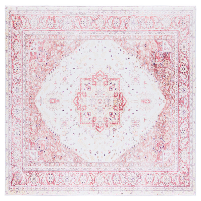 Sonia Oriental Beige/Rust Area Rug, Square 6'6"