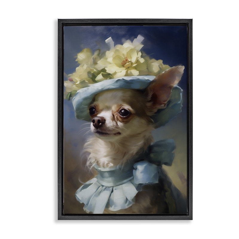 Chien avec cadre flottant à la mode, design par Wumples, Cadre flottant noir de jais, H 25 po x l 17 po