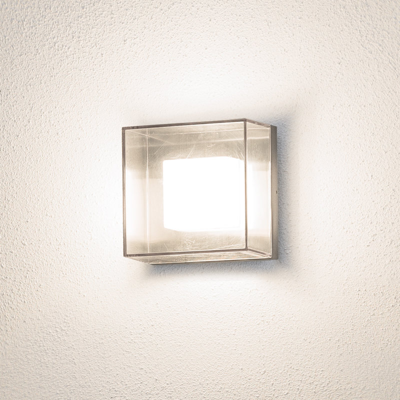 Gus Silver Integrated LED Outdoor Sconce, 21 cm H x 21 cm W x 14 cm D