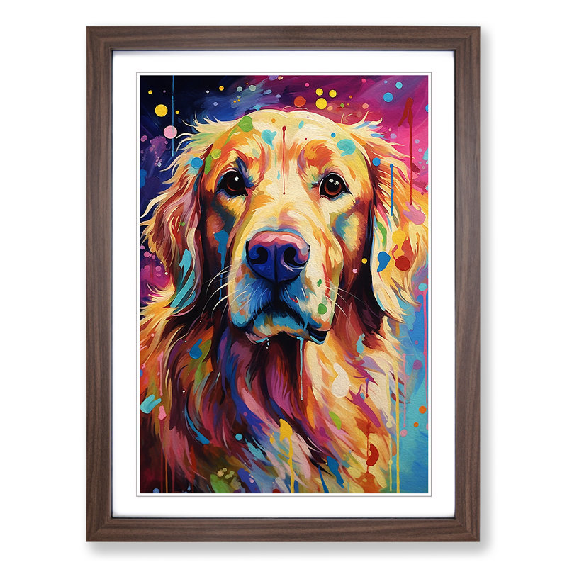 Golden Retriever Abstract - Framed Print, Walnut Framed, 34cm H x 25cm W