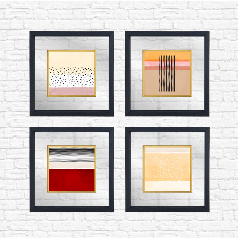 Anonymous - 4 Piece Single Picture Frame Painting Set on Glass
