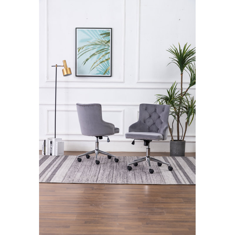 Chaise de travail Shenfield, Velours gris foncé