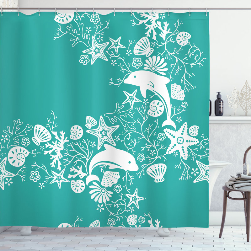Ensemble de rideau de douche Sea Sea avec crochets, H 84 po x l 69 po