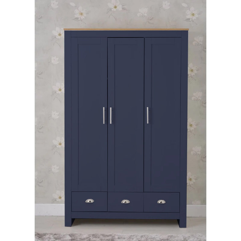 Annieruth 3 Door Manufactured Wood Wardrobe, Blue