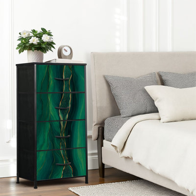 4 Drawer Dresser for Bedroom, Narrow Chest of Drawers, Wooden Top and Study Iron Frame 18"x37.5"-(WxH)