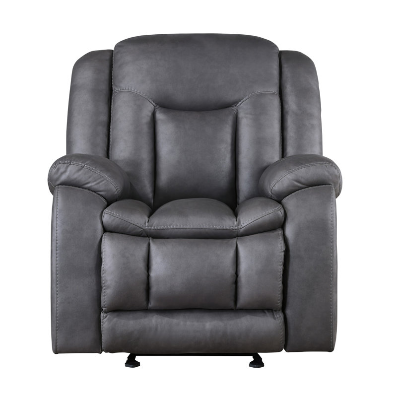 Fauteuil inclinable Olaf, similicuir moelleux, Gris, Manuel - Bouton-poussoir