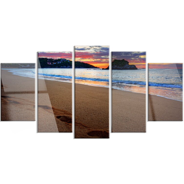 DesignArt Trodden Sand On Ocean Beach On Canvas 5 Pieces Print ...