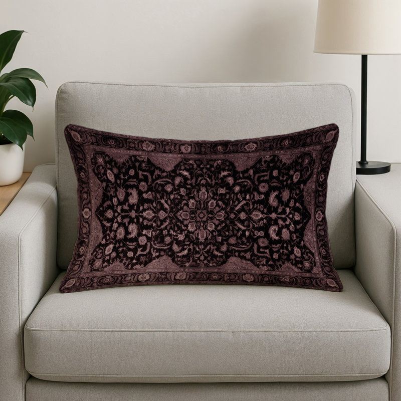 Coussin décoratif intérieur et extérieur Tabriz, Rectangle H 25 po x l 18 po, Noir oriental 153