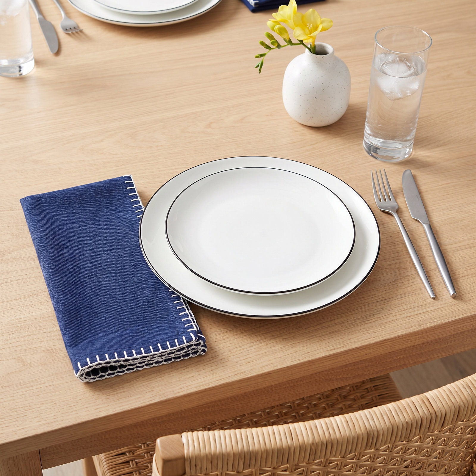 Ivara Reversible Cotton Napkin, Navy Blue