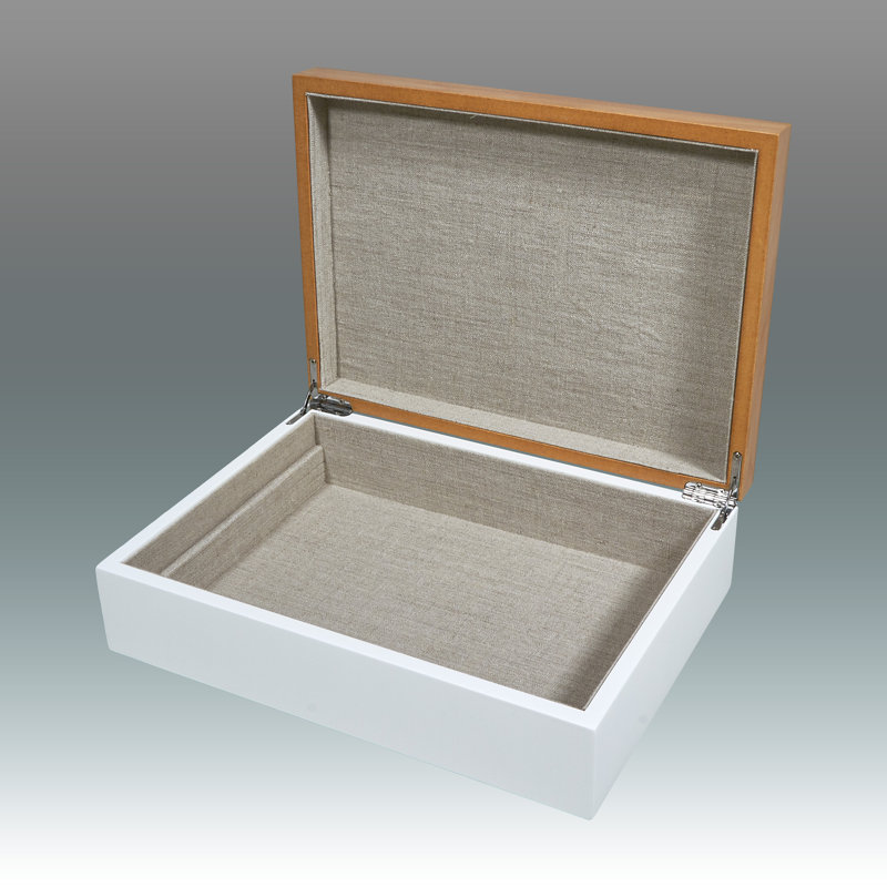 Solid Wood Decorative Box, White