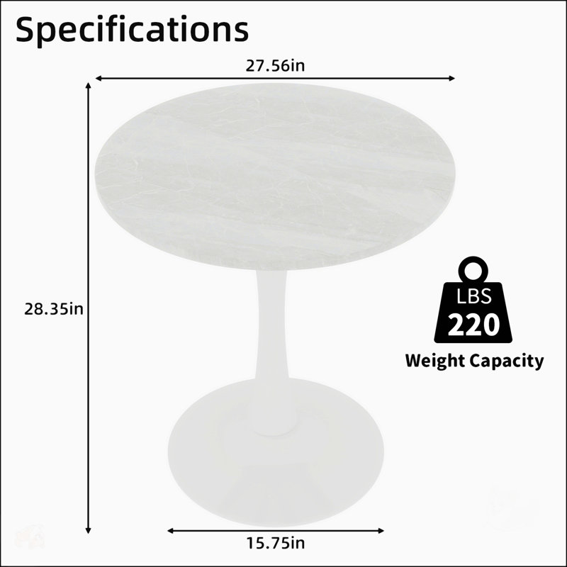Table de salle à manger de 27,6 pouces de style moderne Mid-Century pour 2 à 4 personnes, parfaite pour divers environnements.