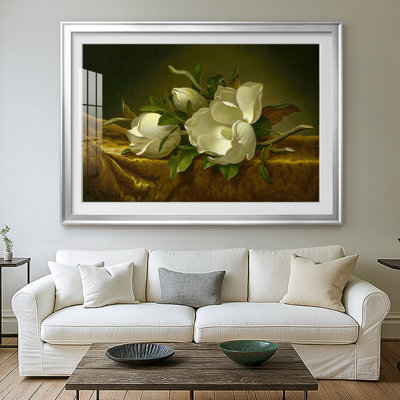 Magnolias on Gold Velvet Cloth-Martin Johnson Heade-Framed Print with Mat and glass-c. 1888–1890