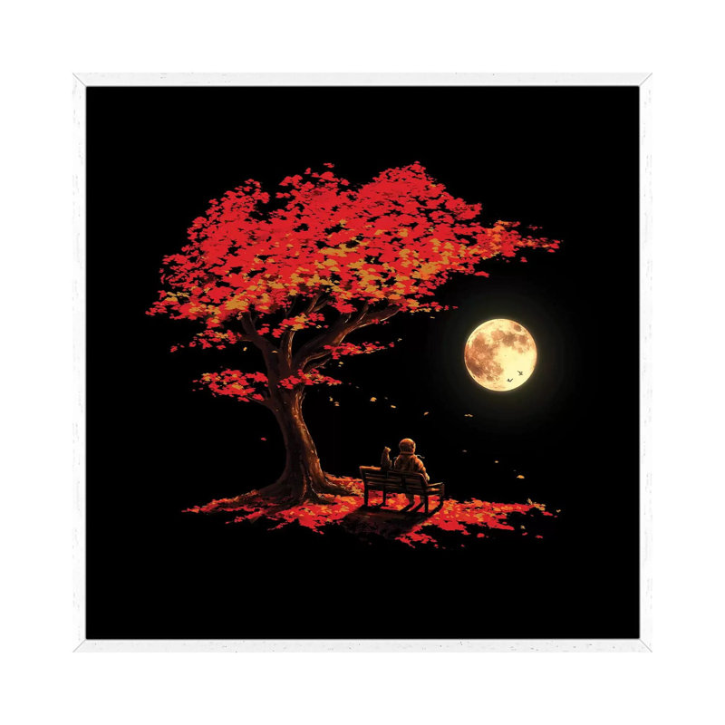 Autumn Moon by Nicebleed - Print on Canvas, White Framed, 66.04cm H x 66.04cm W x 3.81cm D
