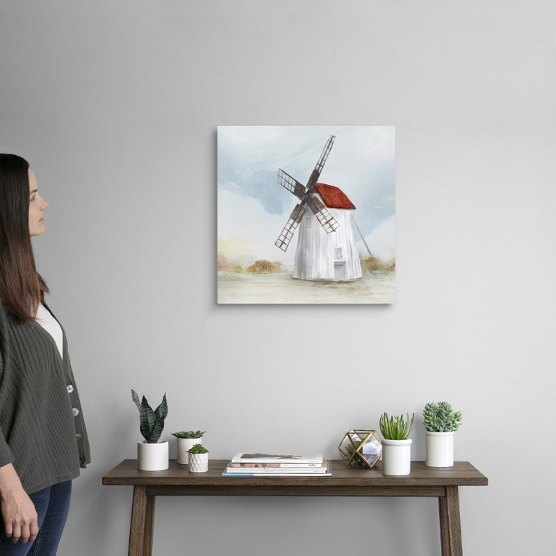 Reproduction d’art sur toile « Red Windmill II » par Isabelle Z, H 20 po x l 20 po x P 1,25 po, Toile tendue