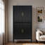 Armoire à vin cannelée moderne avec présentoir en verre, porte-verres à pied, tiroir, tablettes réglables et éclairage à DEL intégré-791013293