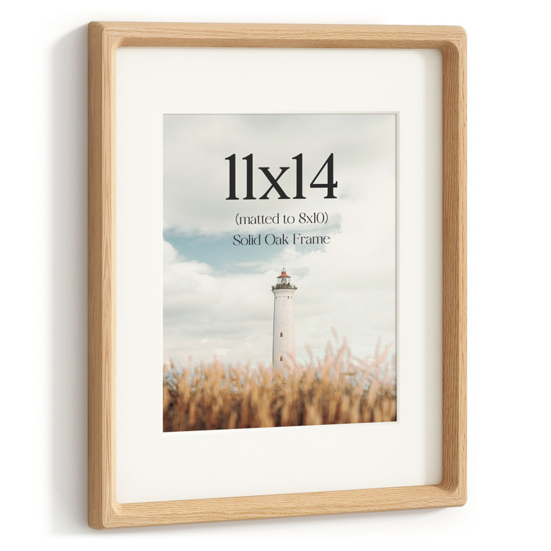Cadre photo en bois massif avec passe-partout, Oak, 11" x 14" Matted to 8" x 10"