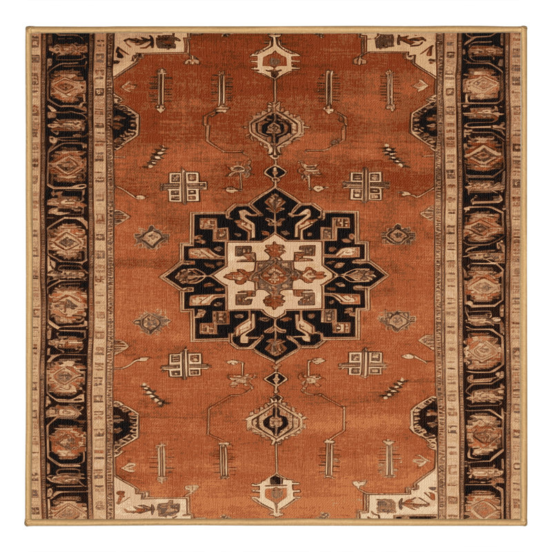 Tapis brun lavable à la machine, Carré 5 pi