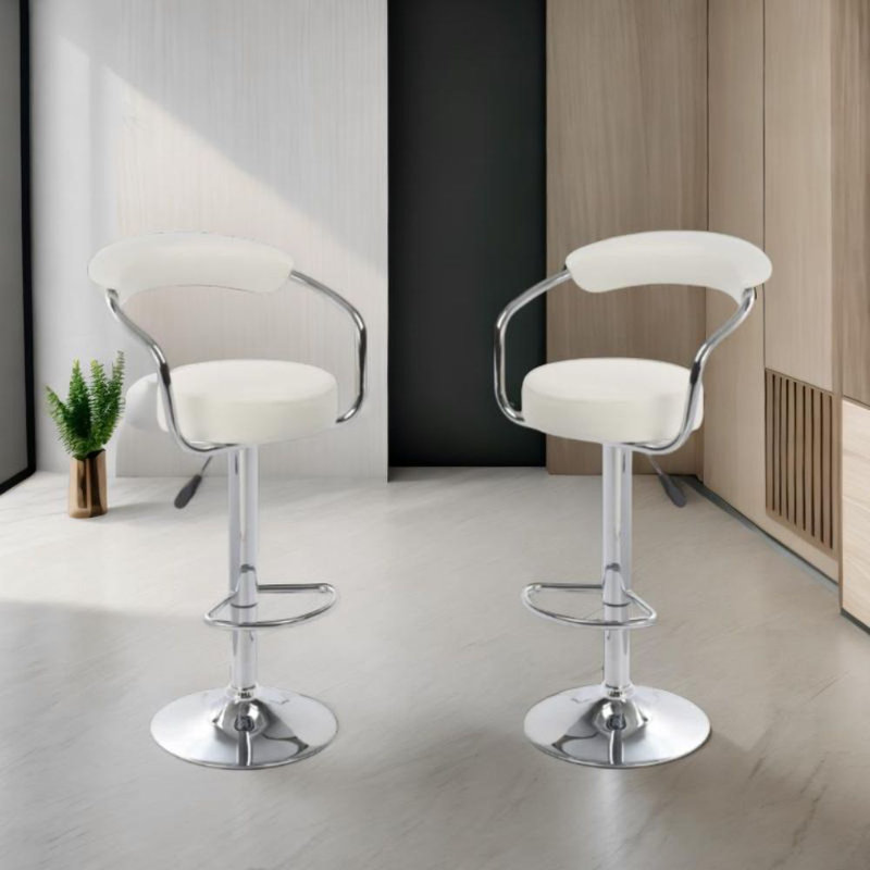 Tabouret de bar Kellan, Blanc, 2