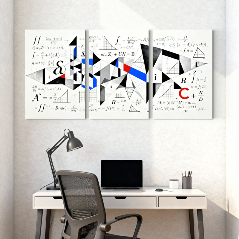 Mathématique, formule géométrique, motif sur toile, art mural abstrait, impression d'art pour salon, bureau, étude, décor