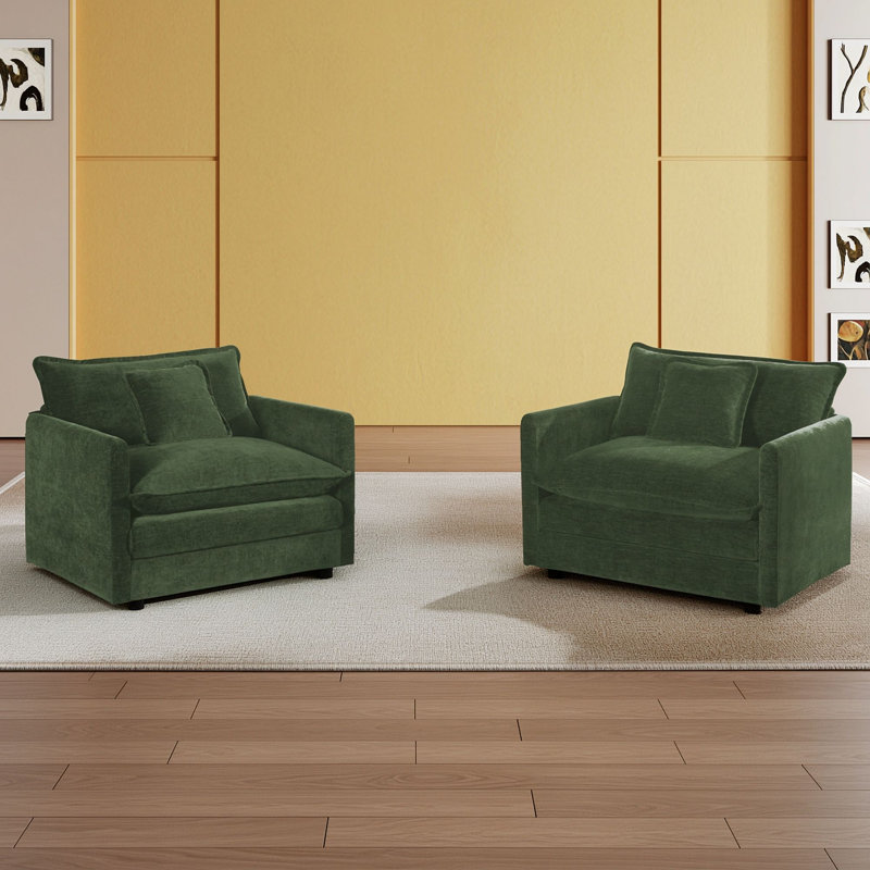 Upholstered Accent Armchair Set, Vert
