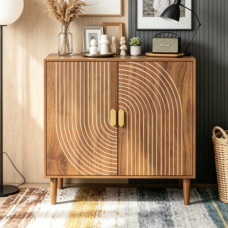 Buffet en noyer avec rainures