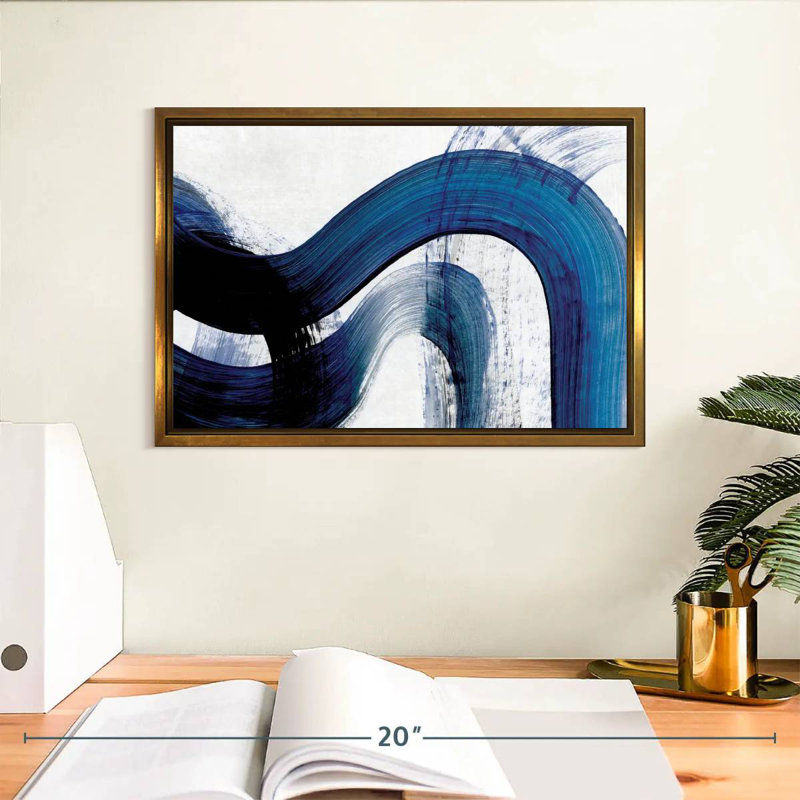 Blue Clota Curves, Cadre flottant doré, 13 po x 9 po
