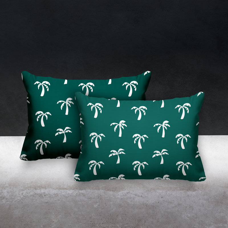 Polyester / Mélange de polyester Housse de coussin rectangulaire intérieure / extérieure lombaire et insert, Émeraude