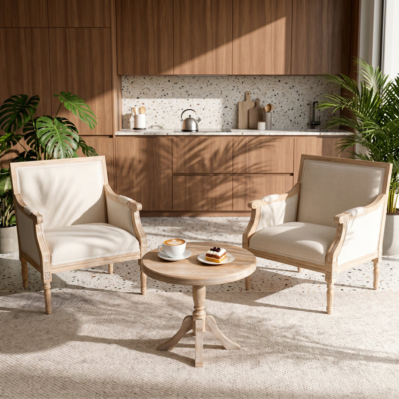 Fauteuil d'appoint à structure en bois massif l 26,8 po x P 24 po x H 34,6 po French French