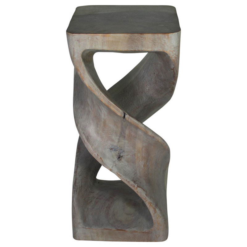 Lovejoy Solid Wood Abstract End Table, Grey