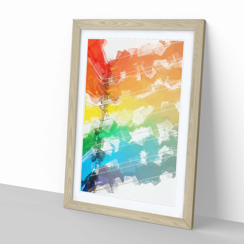 Bars of the Rainbow in Abstract - Picture Frame Graphic Art Print, 87cm H x 62cm W x 2cm D, Oak Framed