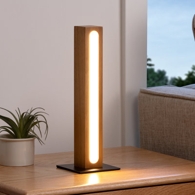 Square Solid Wood Dimmable LED Table Lamp